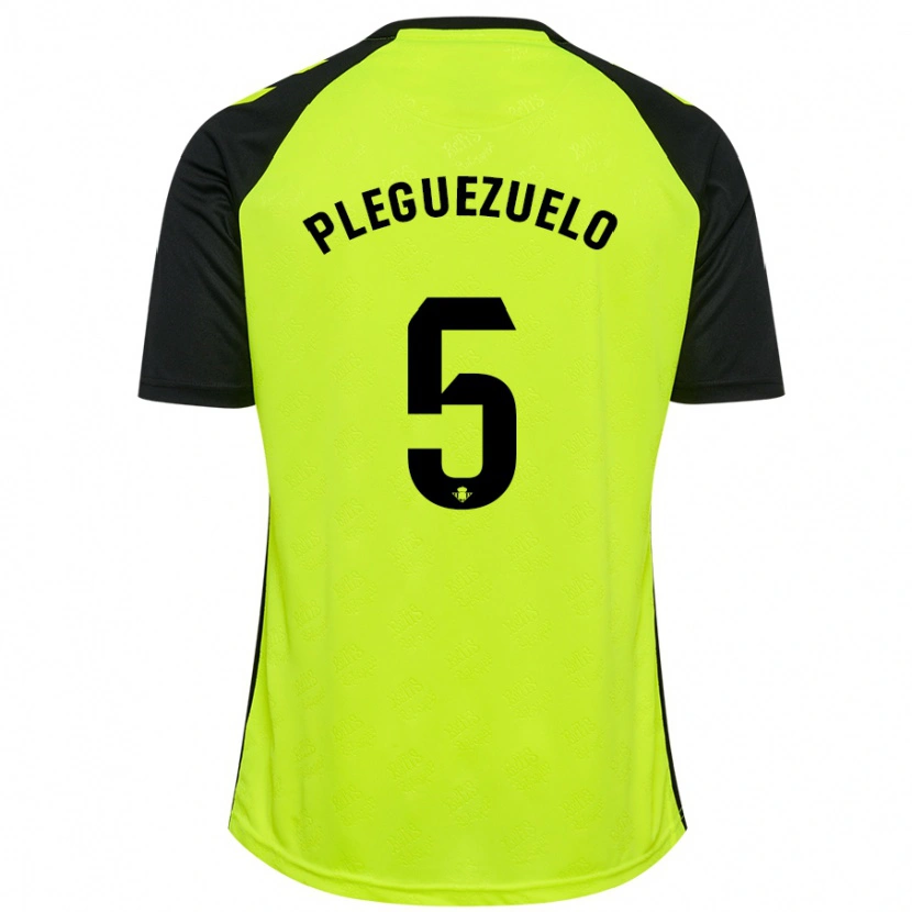 Danxen Kinderen Xavi Pleguezuelo #5 Fluorescerend Geel Zwart Uitshirt Uittenue 2024/25 T-Shirt