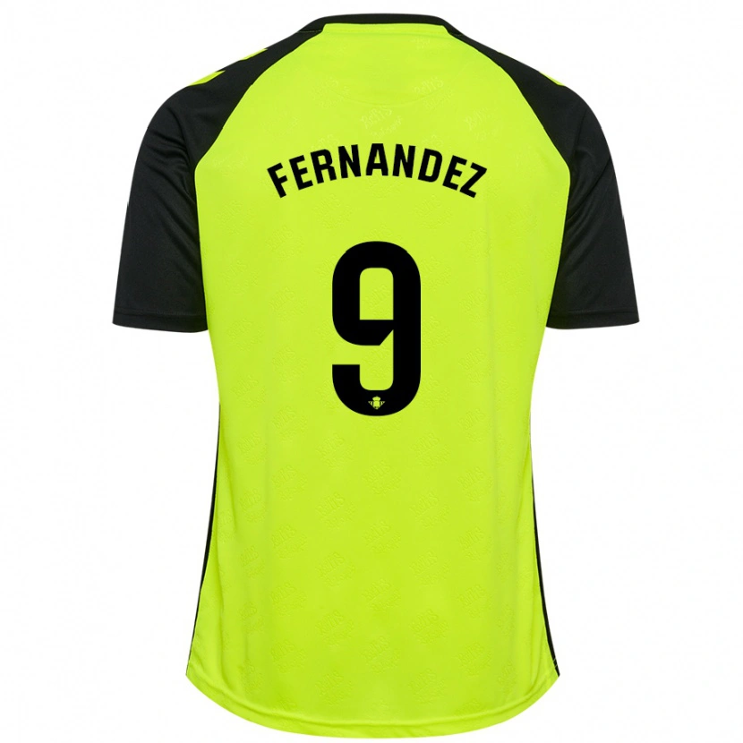 Danxen Kinderen Marcos Fernández #9 Fluorescerend Geel Zwart Uitshirt Uittenue 2024/25 T-Shirt