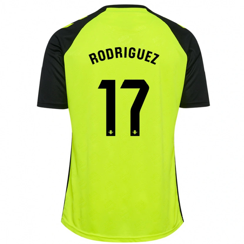 Danxen Kinderen Jesús Rodriguez #17 Fluorescerend Geel Zwart Uitshirt Uittenue 2024/25 T-Shirt