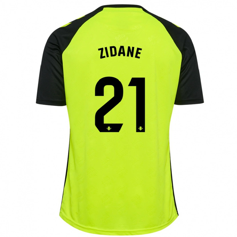 Danxen Kinderen Elyaz Zidane #21 Fluorescerend Geel Zwart Uitshirt Uittenue 2024/25 T-Shirt