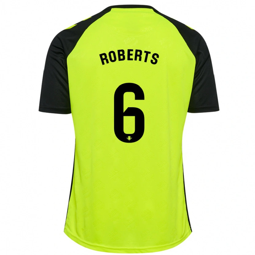 Danxen Kinderen Rhiannon Roberts #6 Fluorescerend Geel Zwart Uitshirt Uittenue 2024/25 T-Shirt