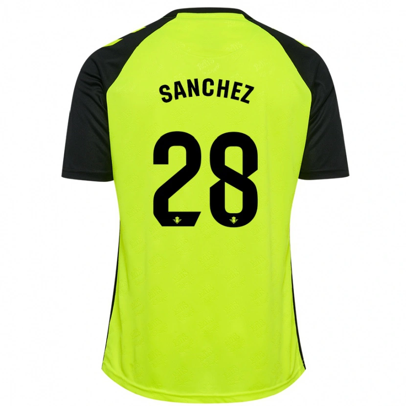 Danxen Kinderen Marina Sánchez #28 Fluorescerend Geel Zwart Uitshirt Uittenue 2024/25 T-Shirt