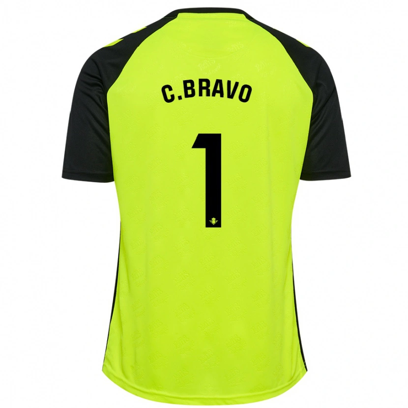 Danxen Kinderen Claudio Bravo #1 Fluorescerend Geel Zwart Uitshirt Uittenue 2024/25 T-Shirt