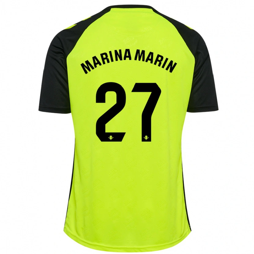 Danxen Kinderen Marina Marín #27 Fluorescerend Geel Zwart Uitshirt Uittenue 2024/25 T-Shirt