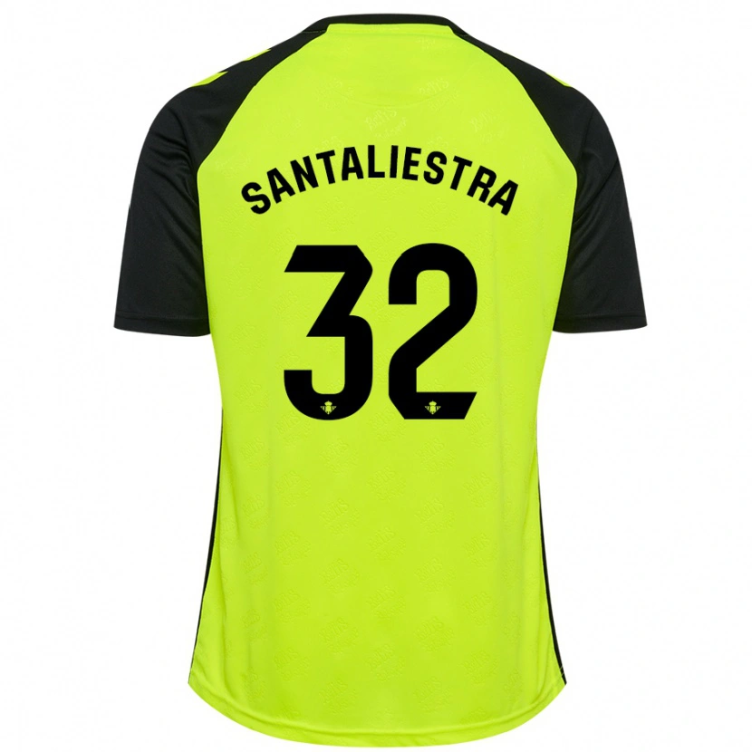 Danxen Kinderen Carla Santaliestra #32 Fluorescerend Geel Zwart Uitshirt Uittenue 2024/25 T-Shirt