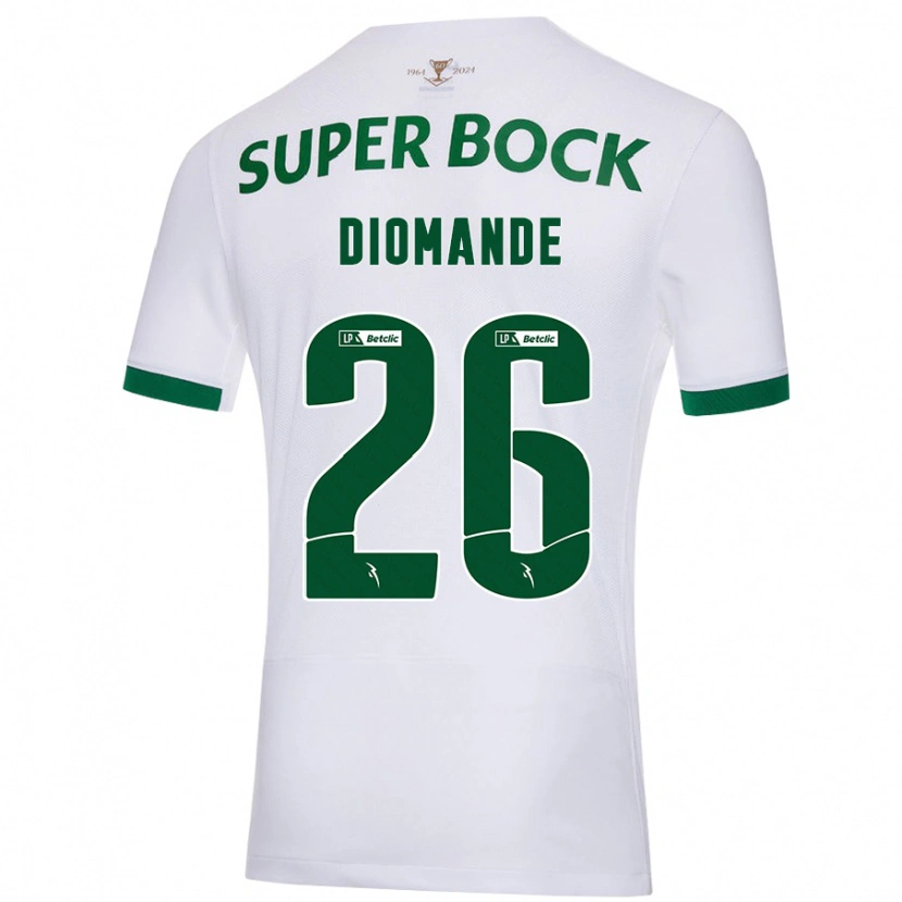 Danxen Kinderen Ousmane Diomande #26 Wit Groen Uitshirt Uittenue 2024/25 T-Shirt