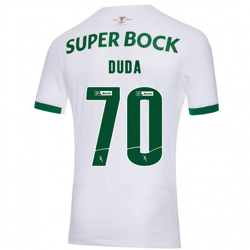 Danxen Kinderen Dudá #70 Wit Groen Uitshirt Uittenue 2024/25 T-Shirt