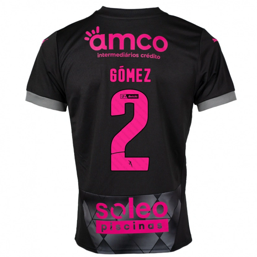 Danxen Kinderen Víctor Gómez #2 Zwart Roze Uitshirt Uittenue 2024/25 T-Shirt