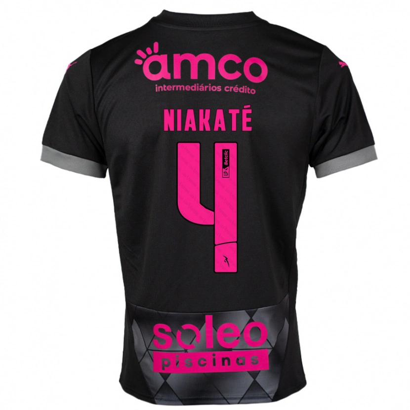 Danxen Kinderen Sikou Niakaté #4 Zwart Roze Uitshirt Uittenue 2024/25 T-Shirt