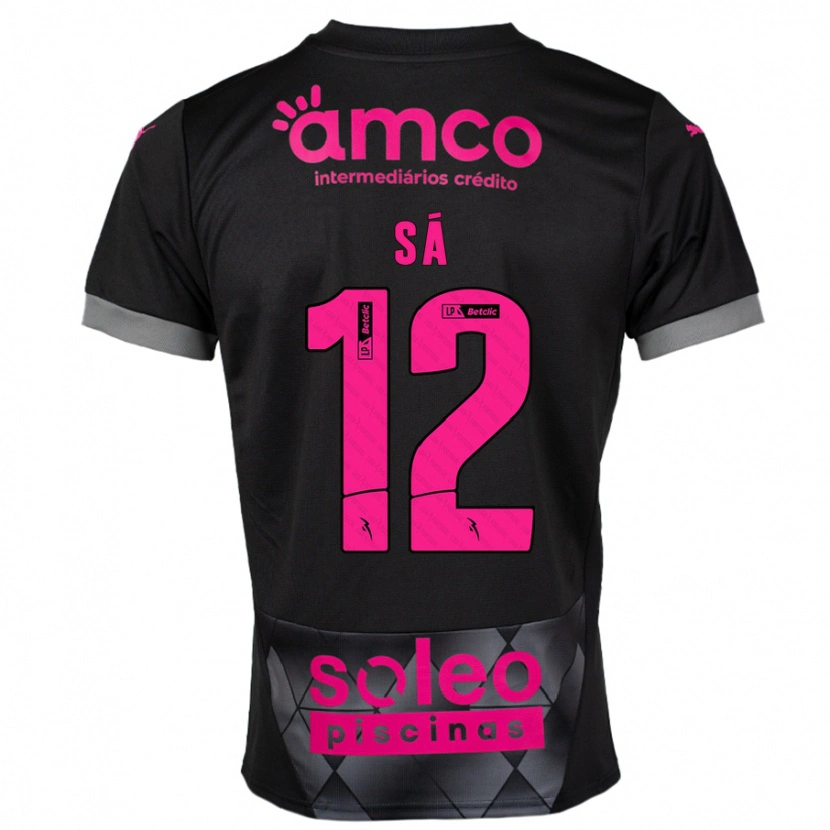 Danxen Kinderen Tiago Sá #12 Zwart Roze Uitshirt Uittenue 2024/25 T-Shirt