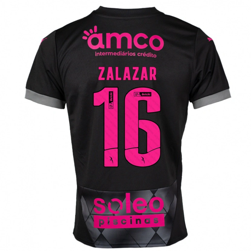 Danxen Kinderen Rodrigo Zalazar #16 Zwart Roze Uitshirt Uittenue 2024/25 T-Shirt