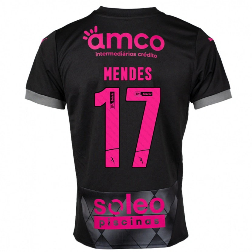 Danxen Kinderen Joe Mendes #17 Zwart Roze Uitshirt Uittenue 2024/25 T-Shirt