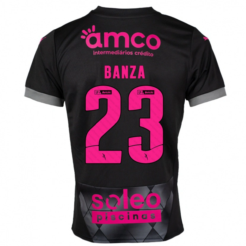 Danxen Kinderen Simon Banza #23 Zwart Roze Uitshirt Uittenue 2024/25 T-Shirt