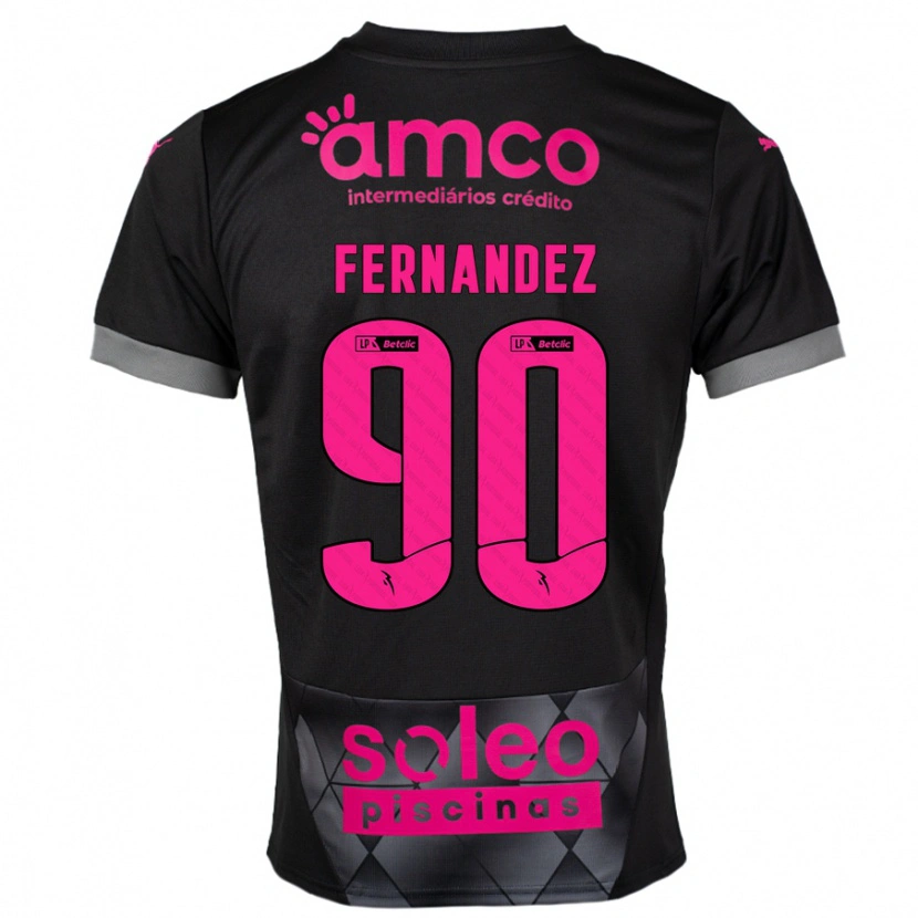 Danxen Kinderen Roberto Fernández #90 Zwart Roze Uitshirt Uittenue 2024/25 T-Shirt