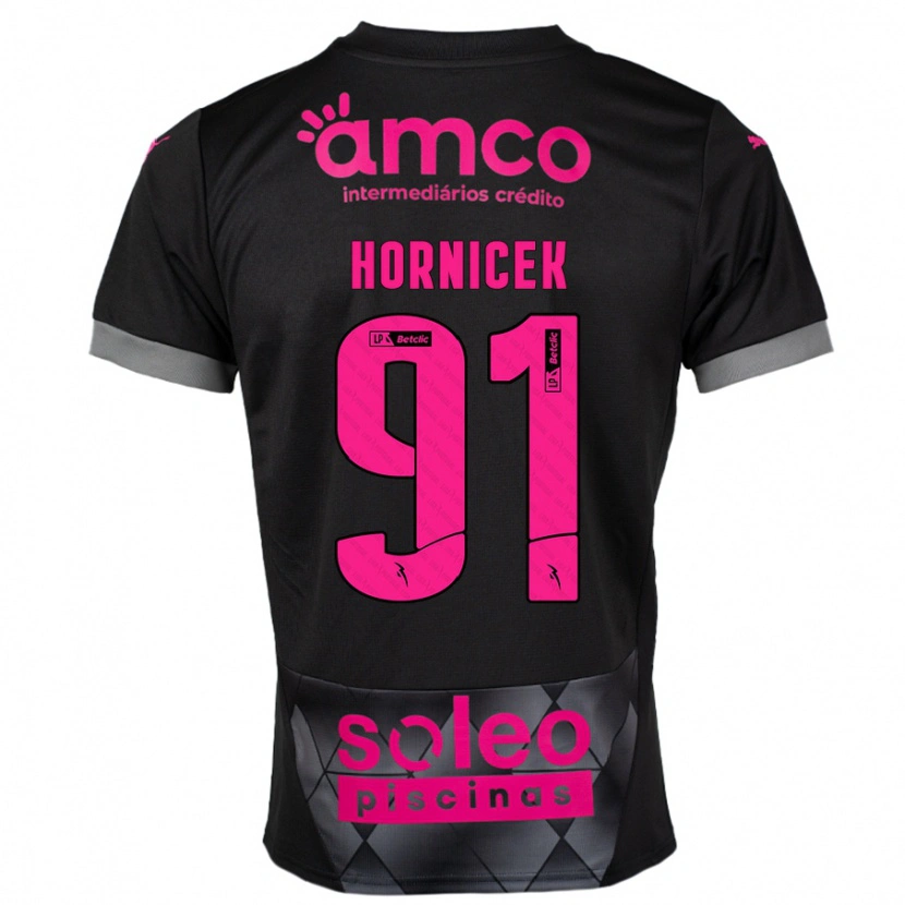 Danxen Kinderen Lukas Hornicek #91 Zwart Roze Uitshirt Uittenue 2024/25 T-Shirt