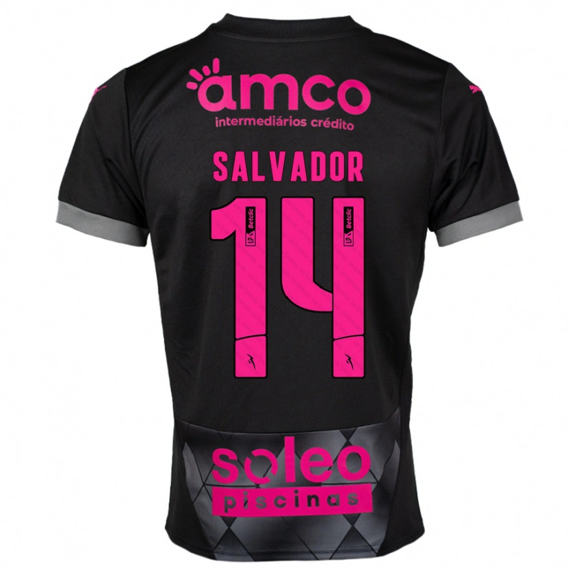 Danxen Kinderen João Salvador #14 Zwart Roze Uitshirt Uittenue 2024/25 T-Shirt