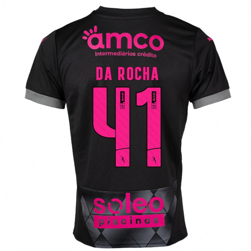 Danxen Kinderen Yanis Da Rocha #41 Zwart Roze Uitshirt Uittenue 2024/25 T-Shirt