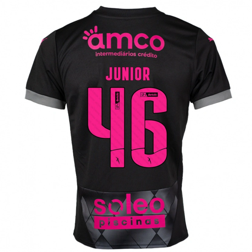 Danxen Kinderen Mário Junior #46 Zwart Roze Uitshirt Uittenue 2024/25 T-Shirt