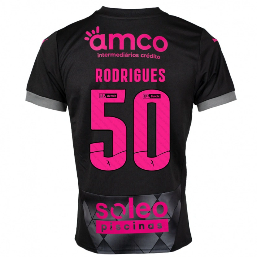 Danxen Kinderen Diego Rodrigues #50 Zwart Roze Uitshirt Uittenue 2024/25 T-Shirt