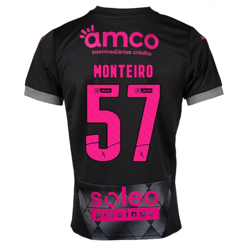 Danxen Kinderen Jordan Monteiro #57 Zwart Roze Uitshirt Uittenue 2024/25 T-Shirt