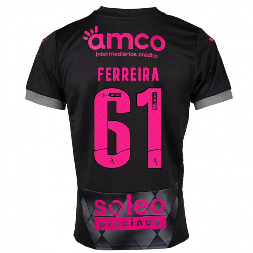 Danxen Kinderen Tiago Ferreira #61 Zwart Roze Uitshirt Uittenue 2024/25 T-Shirt