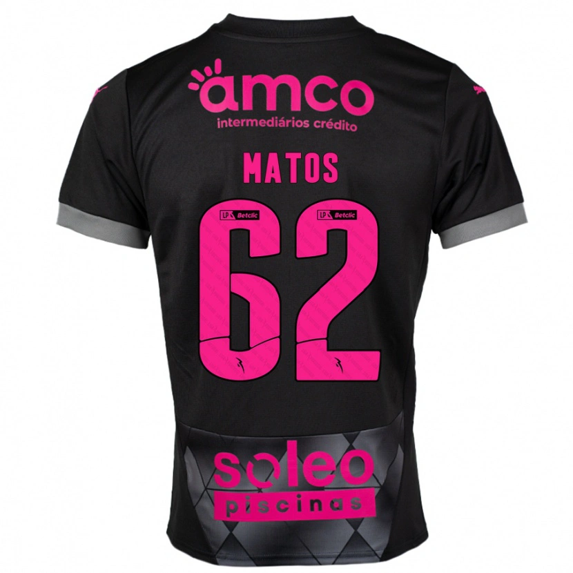 Danxen Kinderen Nuno Matos #62 Zwart Roze Uitshirt Uittenue 2024/25 T-Shirt