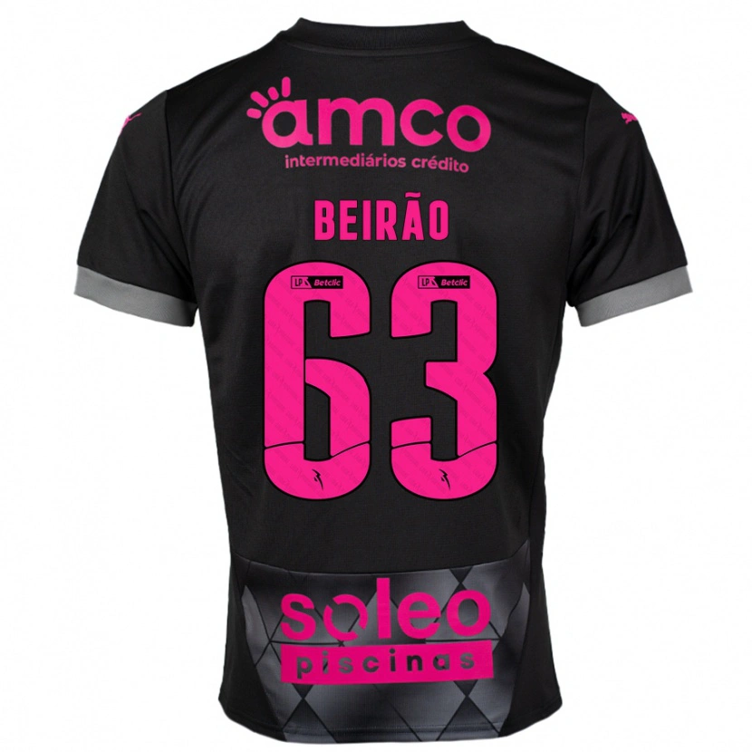 Danxen Kinderen Rodrigo Beirão #63 Zwart Roze Uitshirt Uittenue 2024/25 T-Shirt