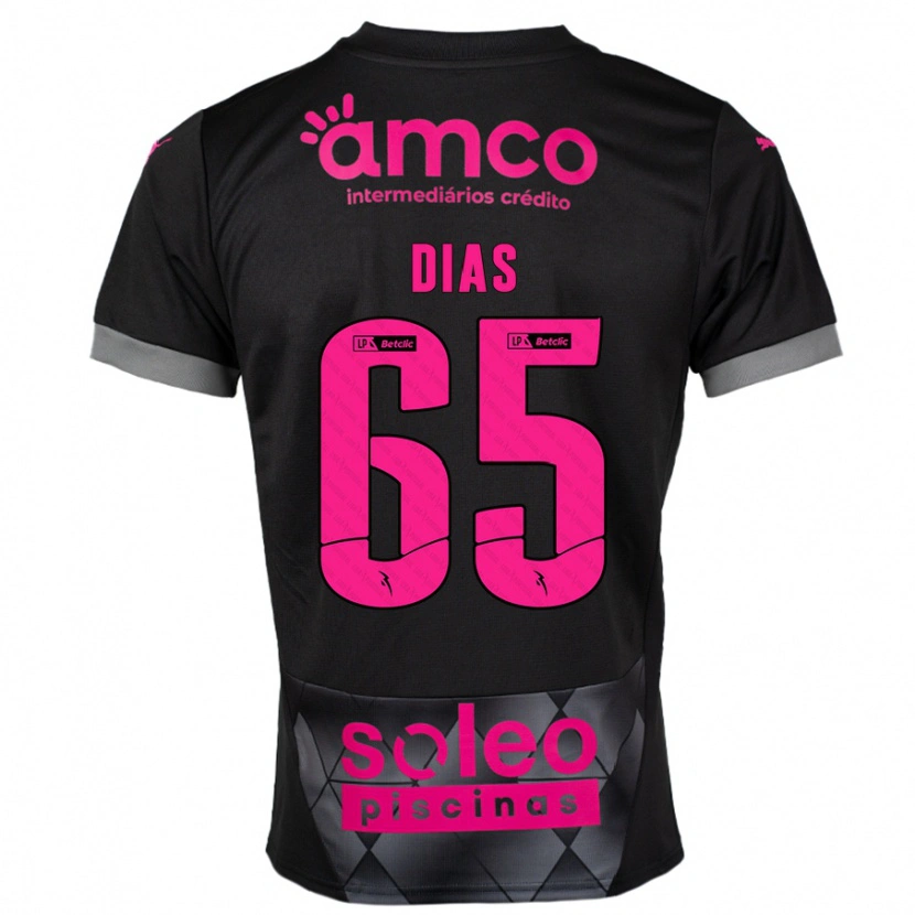 Danxen Kinderen Leandro Dias #65 Zwart Roze Uitshirt Uittenue 2024/25 T-Shirt