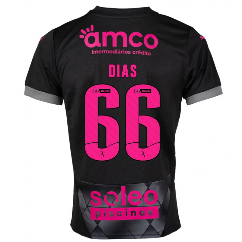 Danxen Kinderen Gonçalo Dias #66 Zwart Roze Uitshirt Uittenue 2024/25 T-Shirt