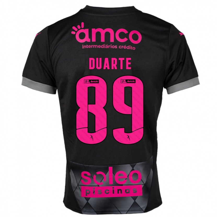 Danxen Kinderen Afonso Duarte #89 Zwart Roze Uitshirt Uittenue 2024/25 T-Shirt