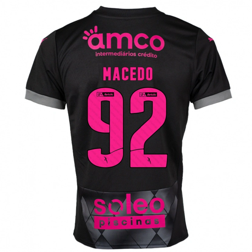 Danxen Kinderen Rodrigo Macedo #92 Zwart Roze Uitshirt Uittenue 2024/25 T-Shirt