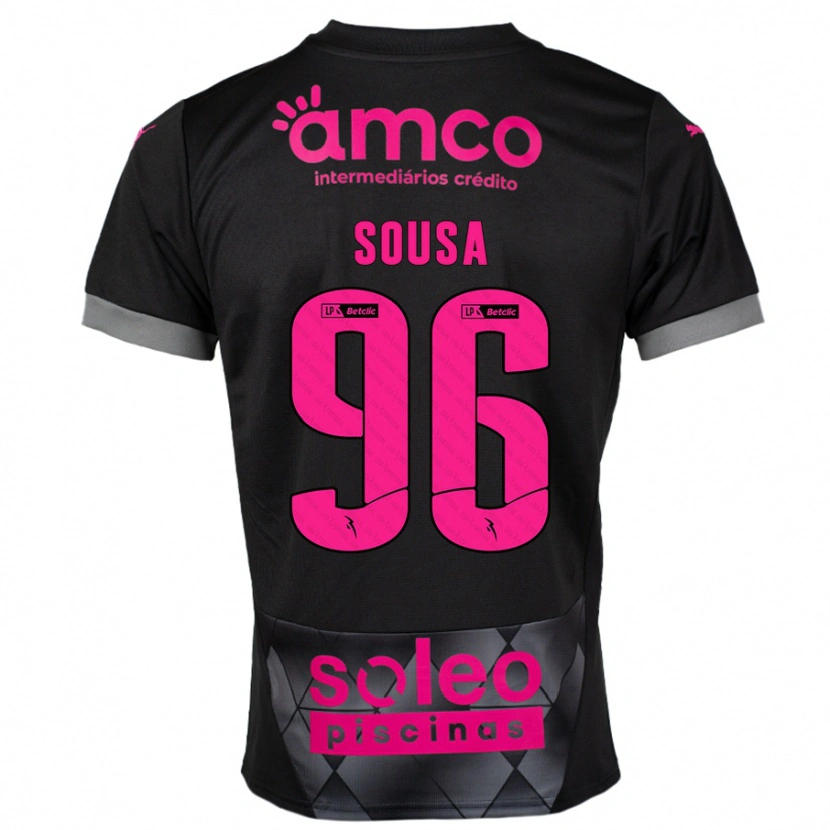 Danxen Kinderen Afonso Sousa #96 Zwart Roze Uitshirt Uittenue 2024/25 T-Shirt