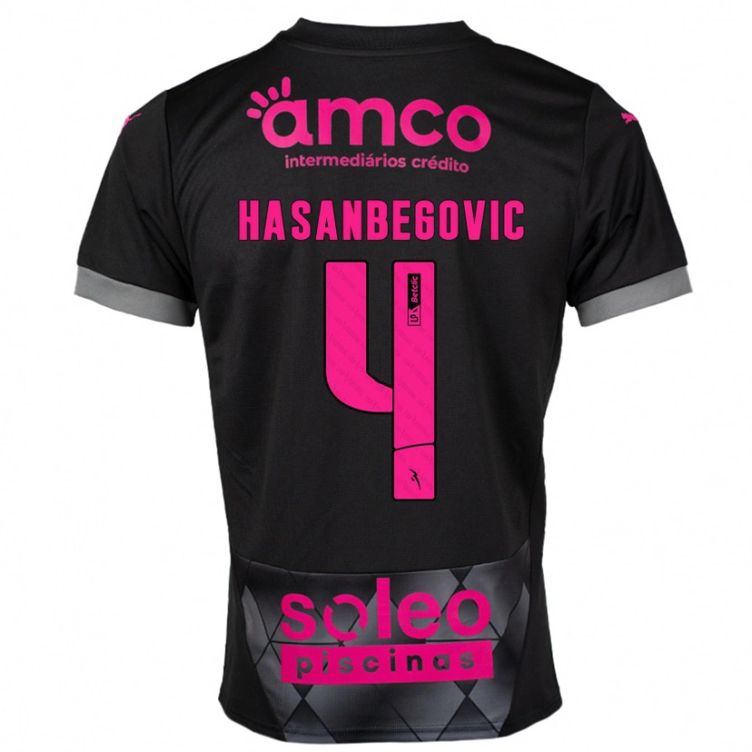 Danxen Kinderen Melisa Hasanbegović #4 Zwart Roze Uitshirt Uittenue 2024/25 T-Shirt