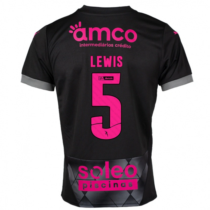 Danxen Kinderen Leah Lewis #5 Zwart Roze Uitshirt Uittenue 2024/25 T-Shirt