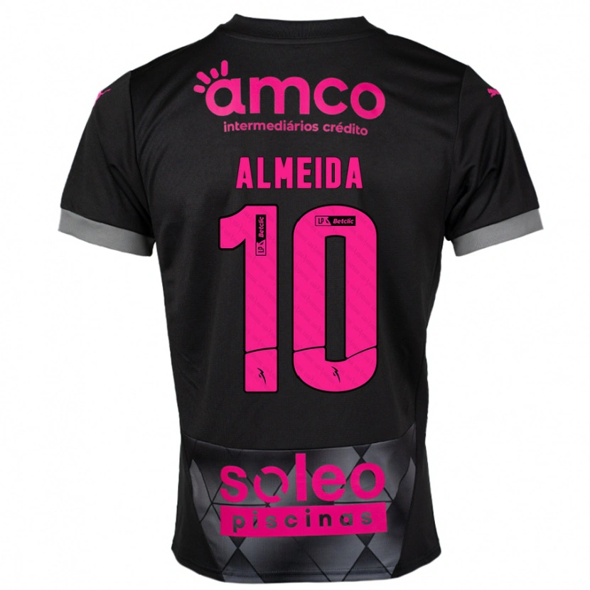 Danxen Kinderen Vitória Almeida #10 Zwart Roze Uitshirt Uittenue 2024/25 T-Shirt