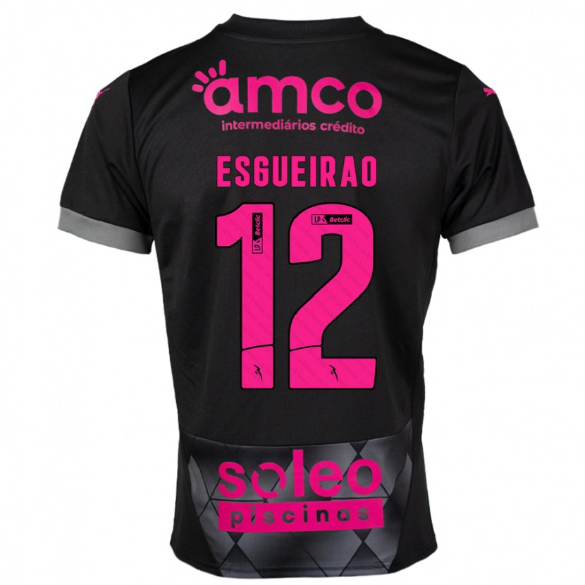 Danxen Kinderen Íris Esgueirão #12 Zwart Roze Uitshirt Uittenue 2024/25 T-Shirt