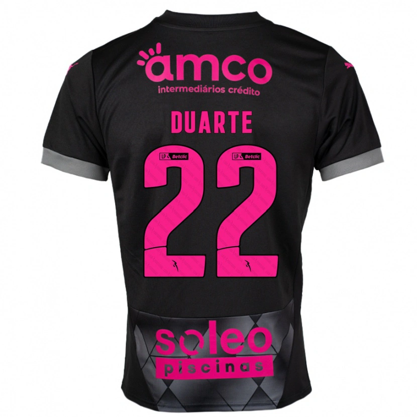 Danxen Kinderen Vânia Duarte #22 Zwart Roze Uitshirt Uittenue 2024/25 T-Shirt