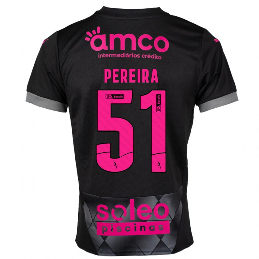 Danxen Kinderen Evy Pereira #51 Zwart Roze Uitshirt Uittenue 2024/25 T-Shirt