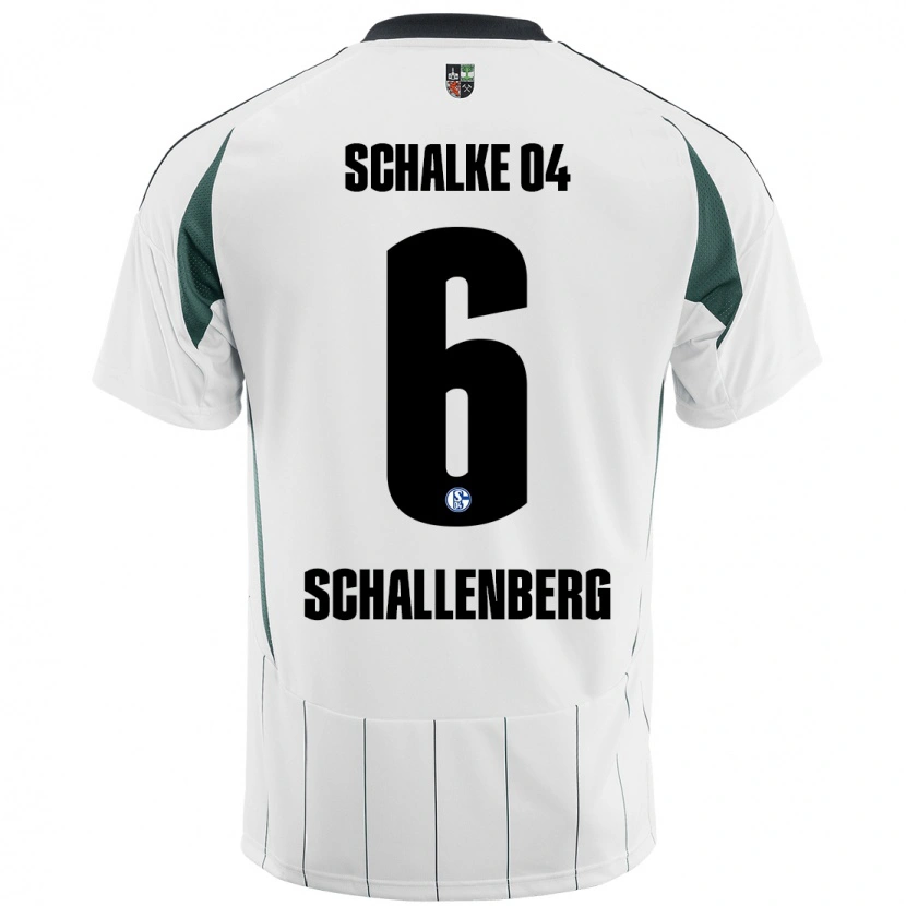 Danxen Kinderen Ron Schallenberg #6 Wit Groen Uitshirt Uittenue 2024/25 T-Shirt