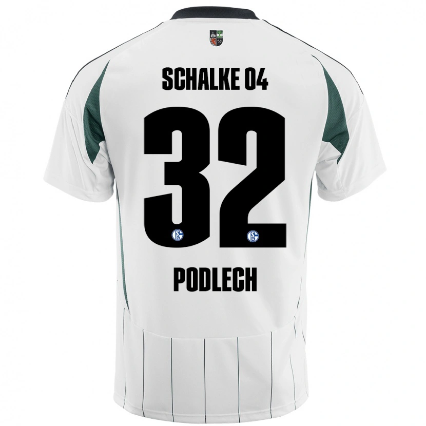 Danxen Kinderen Luca Podlech #32 Wit Groen Uitshirt Uittenue 2024/25 T-Shirt