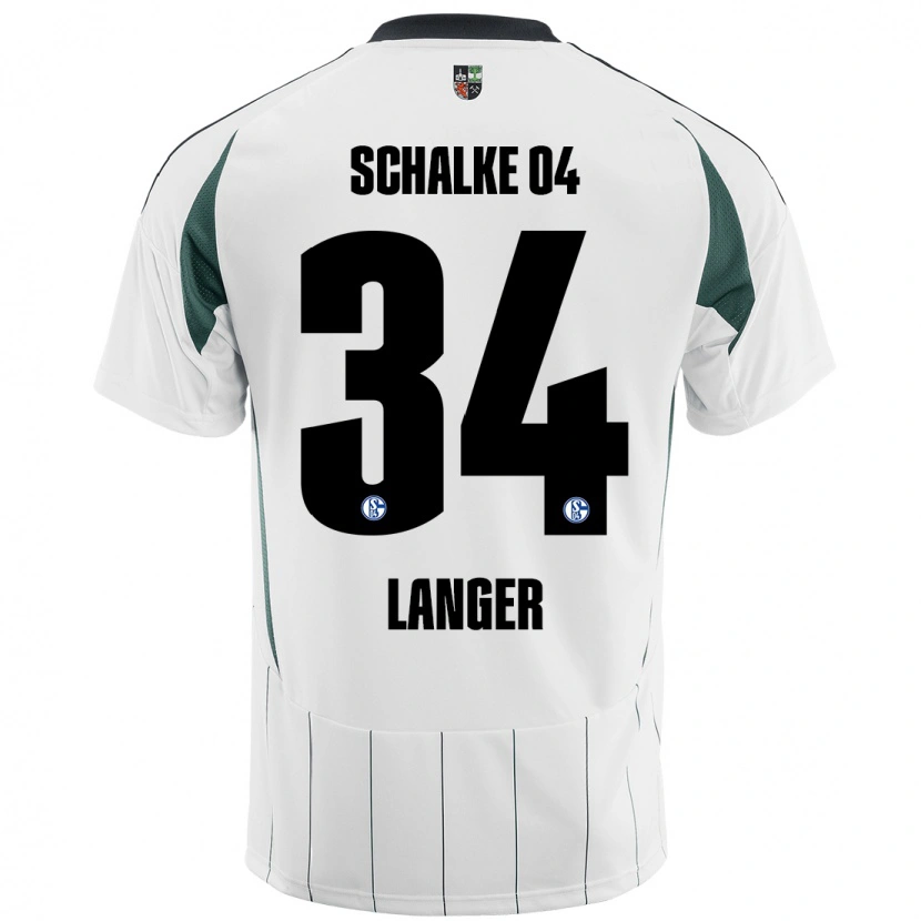 Danxen Kinderen Michael Langer #34 Wit Groen Uitshirt Uittenue 2024/25 T-Shirt