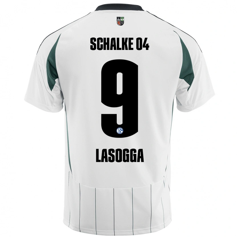 Danxen Kinderen Pierre-Michel Lasogga #9 Wit Groen Uitshirt Uittenue 2024/25 T-Shirt