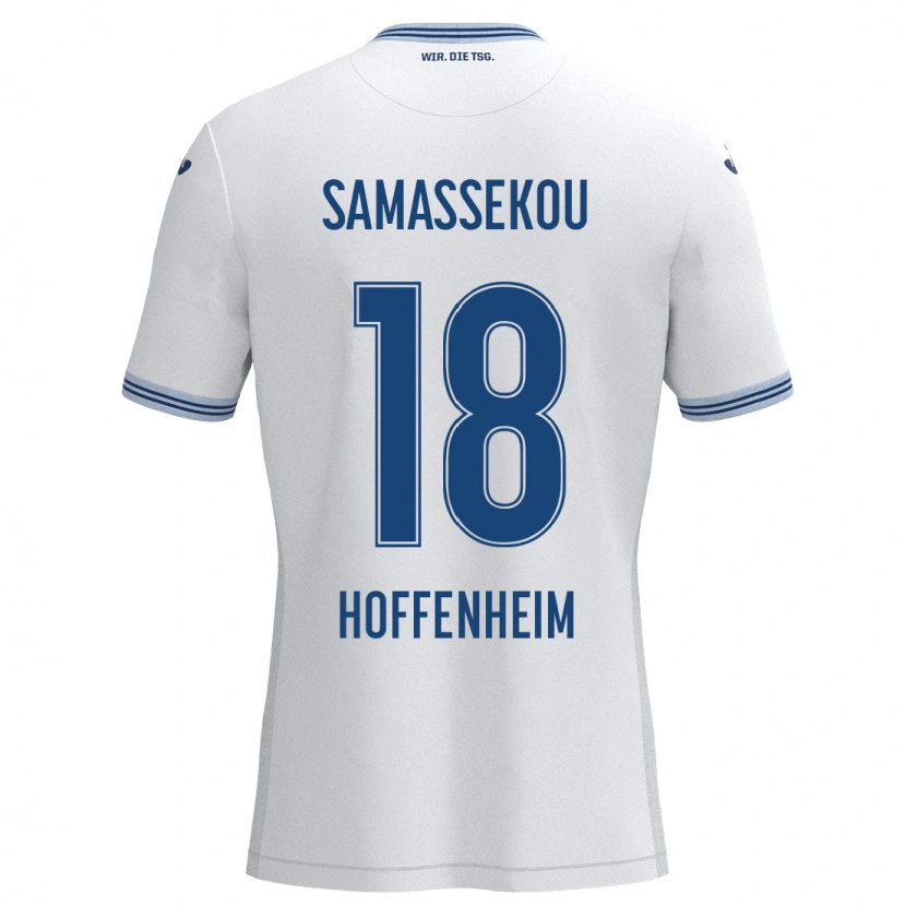 Danxen Kinderen Diadié Samassékou #18 Wit Blauw Uitshirt Uittenue 2024/25 T-Shirt