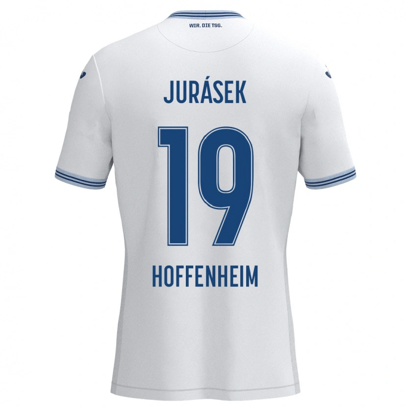 Danxen Kinderen David Jurásek #19 Wit Blauw Uitshirt Uittenue 2024/25 T-Shirt