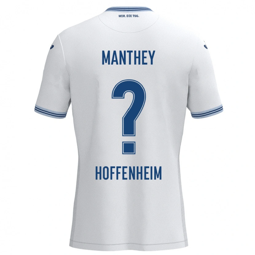 Danxen Kinderen Kevin Manthey #0 Wit Blauw Uitshirt Uittenue 2024/25 T-Shirt