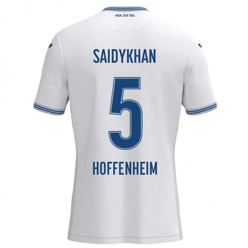 Danxen Kinderen Ibrahim Saidykhan #5 Wit Blauw Uitshirt Uittenue 2024/25 T-Shirt