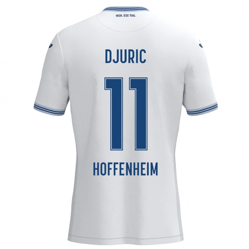 Danxen Kinderen Luka Djuric #11 Wit Blauw Uitshirt Uittenue 2024/25 T-Shirt