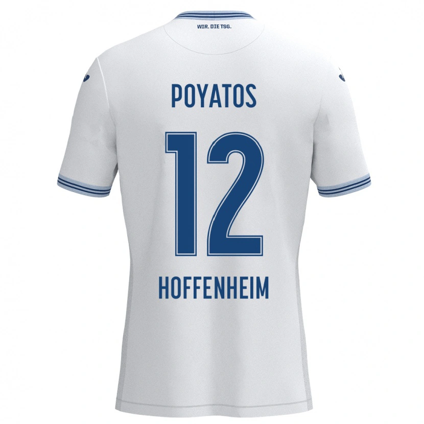 Danxen Kinderen Miguel Poyatos #12 Wit Blauw Uitshirt Uittenue 2024/25 T-Shirt