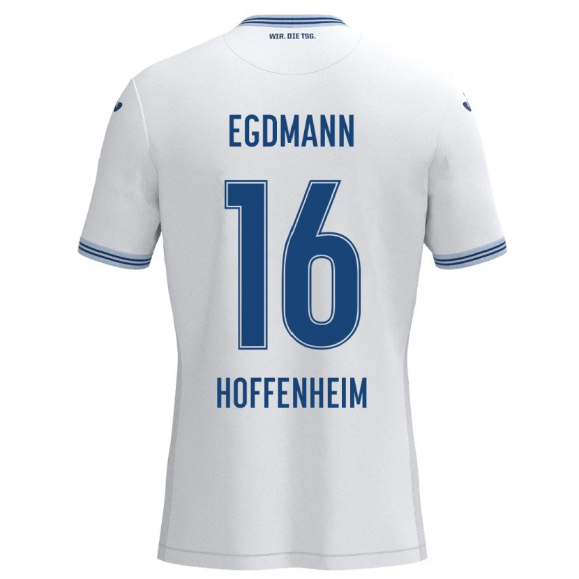 Danxen Kinderen Mika Egdmann #16 Wit Blauw Uitshirt Uittenue 2024/25 T-Shirt