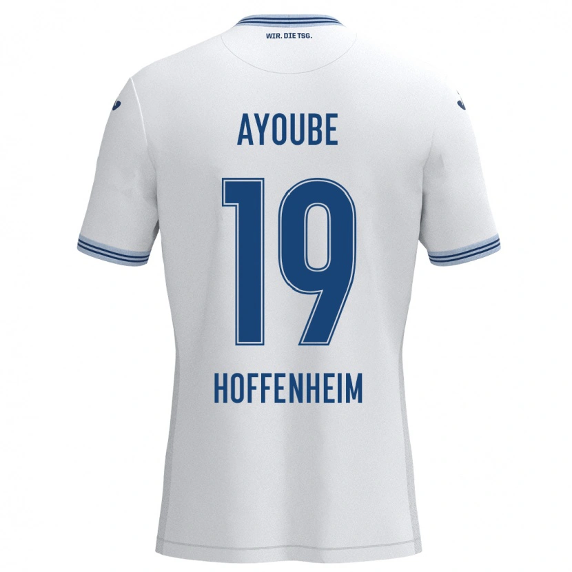 Danxen Kinderen Ayoube Amaimouni-Echghouyab #19 Wit Blauw Uitshirt Uittenue 2024/25 T-Shirt